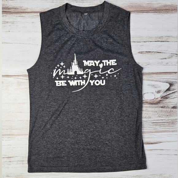 May the Magic Be With You Galactic Theme Park Sleeveless Tee sz Small - Picture 1 of 3